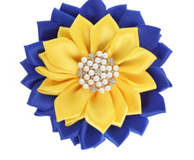 Load image into Gallery viewer, Sorority Pearl Rhinestone Themed Flower 2 in 1 Brooch/Hair Clip