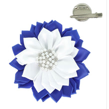 Load image into Gallery viewer, Sorority Pearl Rhinestone Themed Flower 2 in 1 Brooch/Hair Clip