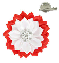 Load image into Gallery viewer, Sorority Pearl Rhinestone Themed Flower 2 in 1 Brooch/Hair Clip