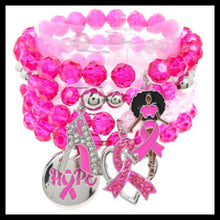 Load image into Gallery viewer, Cancer Awareness Black Girl Magic Bracelet 4-Piece Set