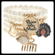 Load image into Gallery viewer, Black Girl Magic 5–Piece Bracelet Set