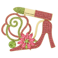 Load image into Gallery viewer, Glam Diva High Heel/Lipstick Bling Brooch
