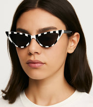 Load image into Gallery viewer, Black and White Cat Eye Sunglasses

