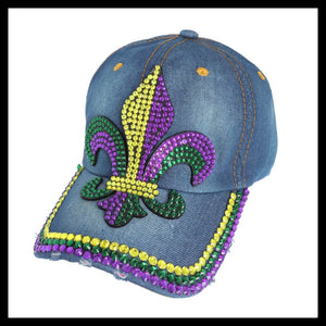 Mardi Gras Fleur De Lis Bling Hat