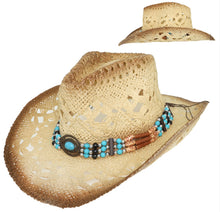Load image into Gallery viewer, Two-Tone Straw Cowboy Hat
