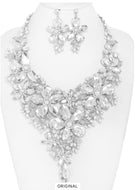 Floral and Pearl Rhinestone Necklace Set