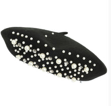 Load image into Gallery viewer, Fashionable Embellished Pearl and Rhinestone Beret
