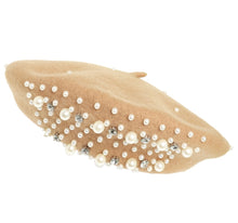 Load image into Gallery viewer, Fashionable Embellished Pearl and Rhinestone Beret
