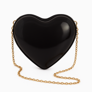 Black Heart - Shaped Clutch with Gold Chain