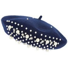 Load image into Gallery viewer, Fashionable Embellished Pearl and Rhinestone Beret
