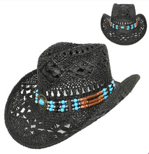 Load image into Gallery viewer, Two-Tone Straw Cowboy Hat
