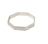 Silver Octagon Rhinestone Bangle Bracelet