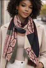 Load image into Gallery viewer, Snakeskin Luxe Color-Block Scarf
