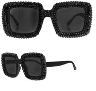 Sparkling Rhinestone Square Frame Sunglasses