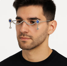 Load image into Gallery viewer, Rimless Blue Gems Rhinestone Glasses
