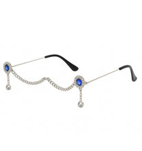 Load image into Gallery viewer, Rimless Blue Gems Rhinestone Glasses
