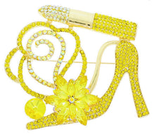 Load image into Gallery viewer, Glam Diva High Heel/Lipstick Bling Brooch
