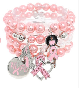 Cancer Awareness Black Girl Magic Bracelet 4-Piece Set