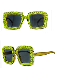 Bee Bling Rhinestone Square Sunglasses  (11266)