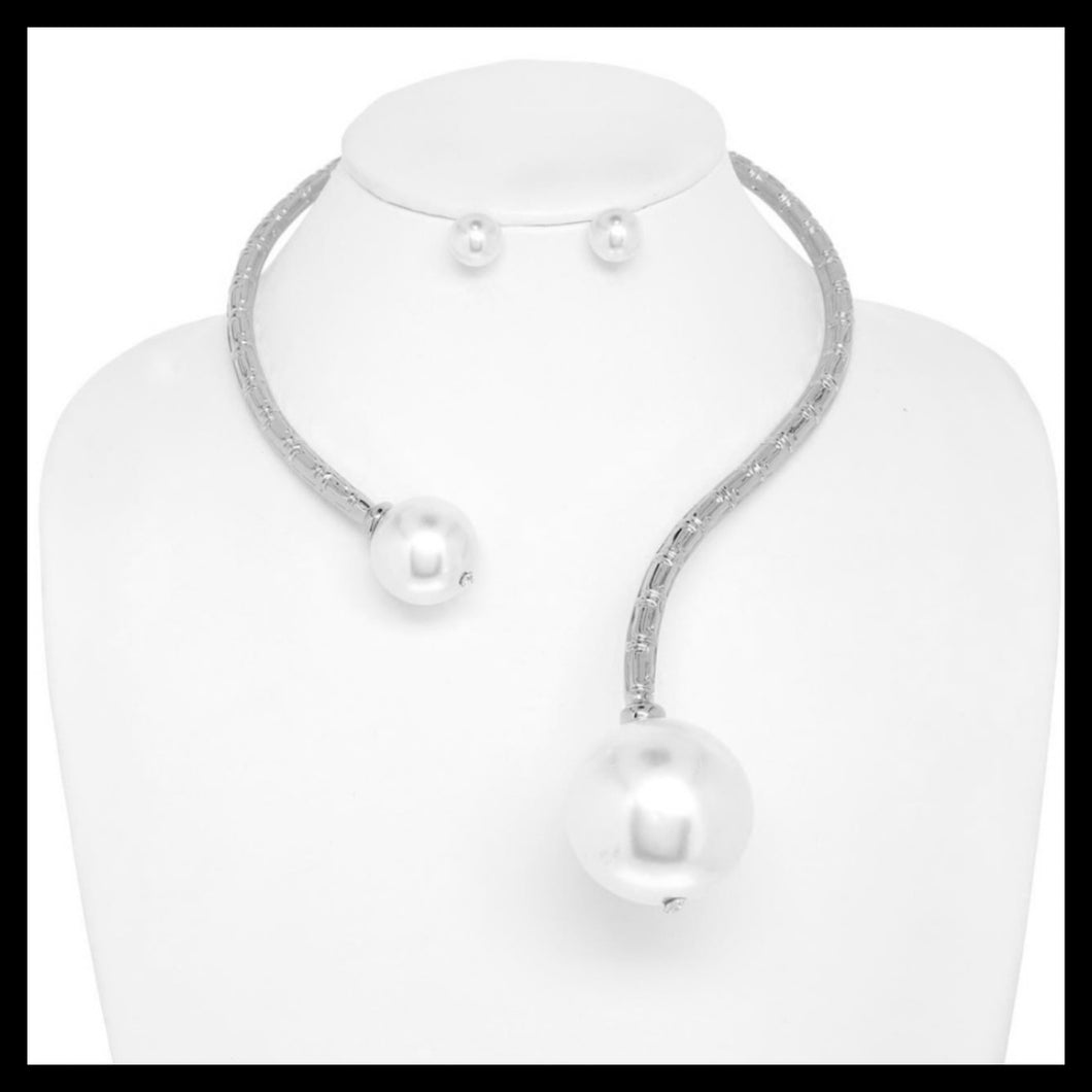 Pearl Wrap Choker Necklace Set