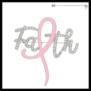 Faith Breast Cancer Awareness Brooch Pin